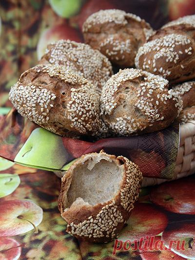 Заварные булочки с кунжутом из ржаной муки - 