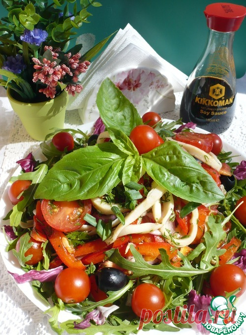 Постный салат с кальмарами - кулинарный рецепт