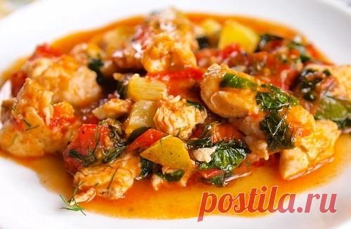 Куриное рагу с творожным сыром