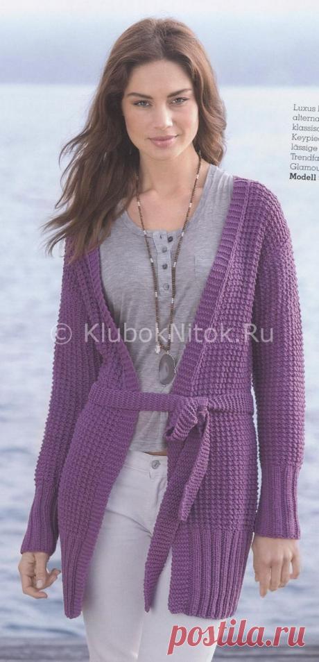 Удлиненный фиолетовый кардиган | Вязание для женщин | Вязание спицами и крючком. Схемы вязания.