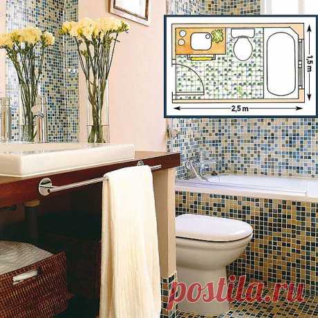 Идеи для ванных комнат площадью от 2 до 5 кв. м. 
Маленькая ванная - проблема не только маленьких квартир, но и, увы, вполне просторных. Если это - ваш случай, вполне возможно, вы еще не нашли оптимального варианта расположения сантехники, а это значит: наше новое руководство по планировке небольшой ванной будет весьма кстати.