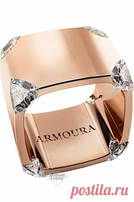 Кольцо. Кольцо от Armour. Желтое золото. Бесцветные бриллианты.