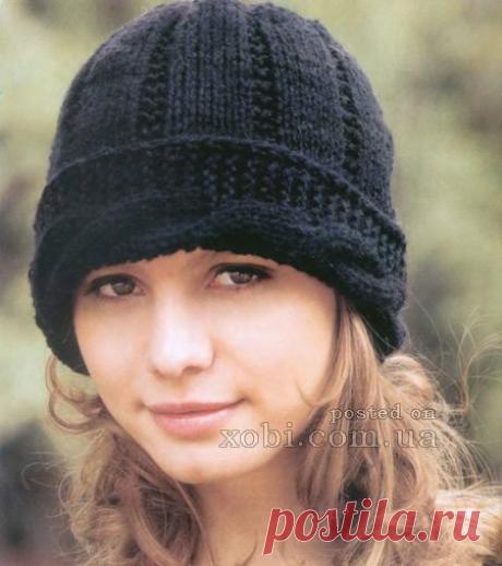 шапочка с косой вязаная спицами