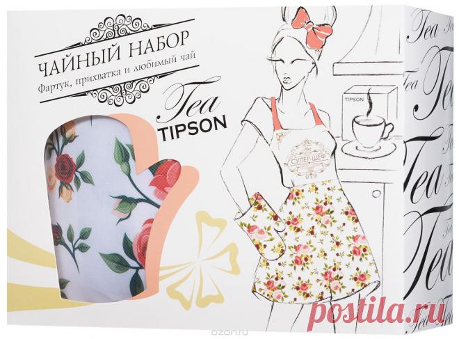Подарочный набор "Чайная роза" черный чай Ceylon №1 и дизайнерский фартук с прихваткой в подарок ♥