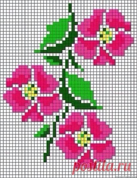 Рисунки Цветы По клеточкам в тетради (44 картинок)