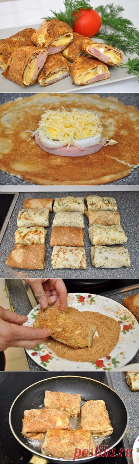 Блинчики с начинкой в панировке | Вкусно приготовим