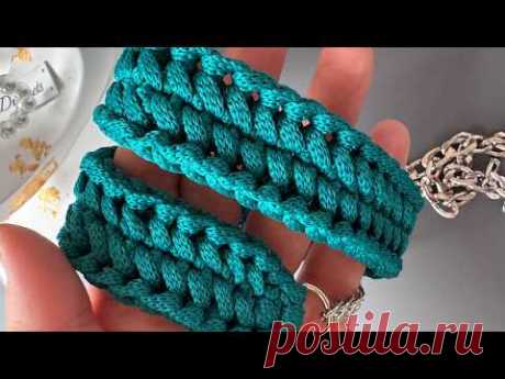 Просто и красиво! Как связать комби-ремень для сумки крючком #crochetbagstrap