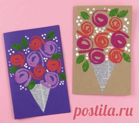 Открытка с розами в подарок