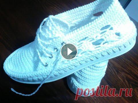 летняя обувь вязаная крючком летняя обувь вязаная крючком часть №2 подошва ЕNOJI2 Пряжа YarnArt jeans 50 грамм. 160метров 55% хлопок 45% полиакрил. Ссылка в группу...