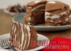 Блинный шоколадный торт на завтрак