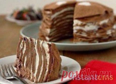 Блинный шоколадный торт на завтрак