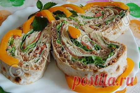 Закуска из лаваша с мясным фаршем