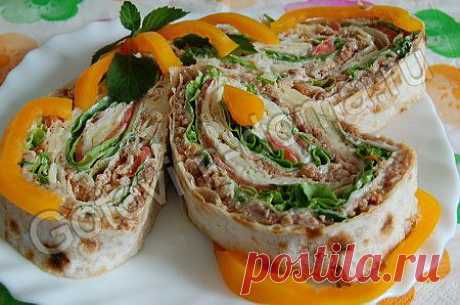 Закуска из лаваша с мясным фаршем