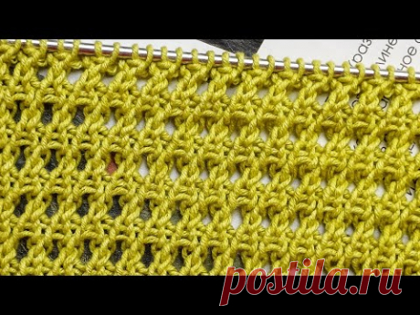 Замечательный узор на основе резинки 1×1/ Простой ажурный узор/ Simple openwork pattern