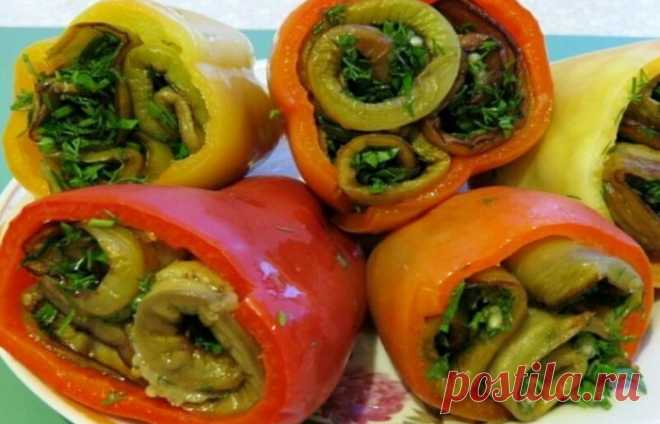 Перец фаршированный баклажанами — самая вкусная заготовка на зиму!