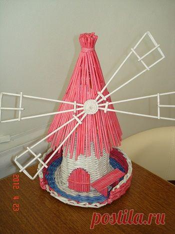 ПЛЕТЕНИЕ ИЗ ГАЗЕТ. МЕЛЬНИЦА - хранительница вина. Мастер-класс - Поделки из газет