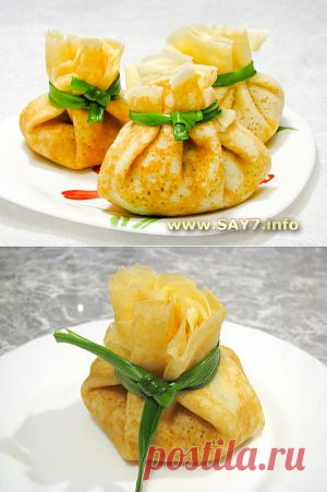 Фаршированные блинчики «Мешочки»