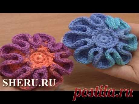 Crochet Flower Button Tutorial 5 часть 1 из 2 Пуговица вязаная крючком
