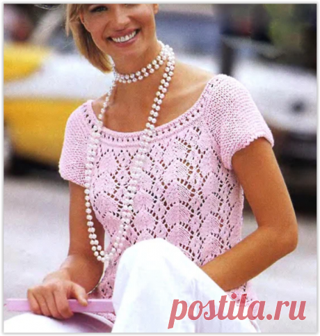 Вяжем нежную летнюю кофточку спицами с красивым ажурным узором!