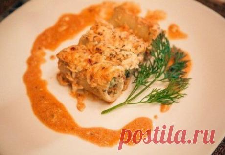 Макароны начиненные куриным фаршем