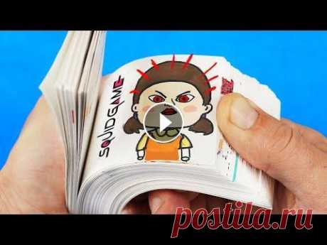 Игра в Кальмара! Как сделать Анимация из бумаги (флипбук) Хочешь узнать как сделать классный флипбук из бумаги на тему Игра в Кальмара, классная анимация из бумаги и рисунков своими руками. Для поделки понадо...