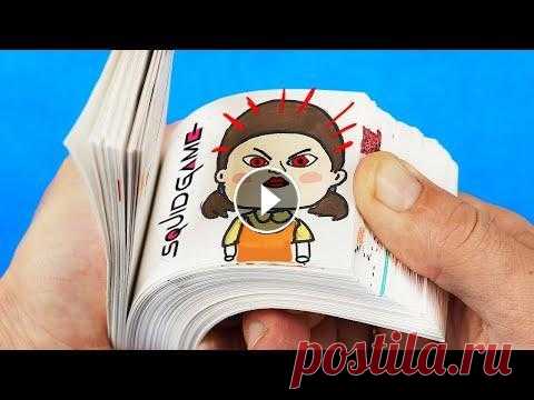 Игра в Кальмара! Как сделать Анимация из бумаги (флипбук) Хочешь узнать как сделать классный флипбук из бумаги на тему Игра в Кальмара, классная анимация из бумаги и рисунков своими руками. Для поделки понадо...