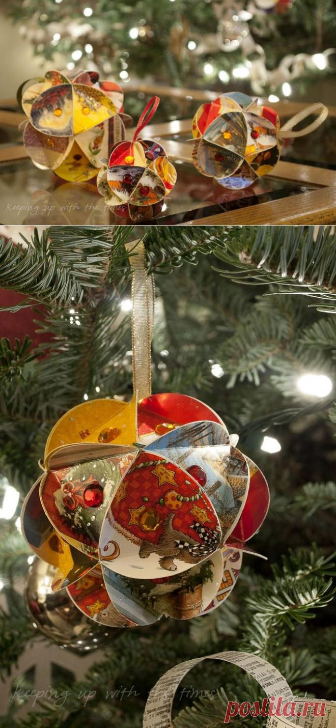 Как сделать красивое новогоднее украшение "Шар из бумаги".. Хендмейд. Ханики