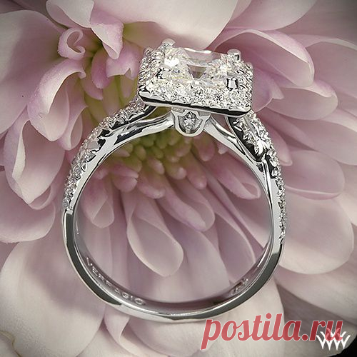 Platinum Verragio Square Halo Diamond Engagement Ring