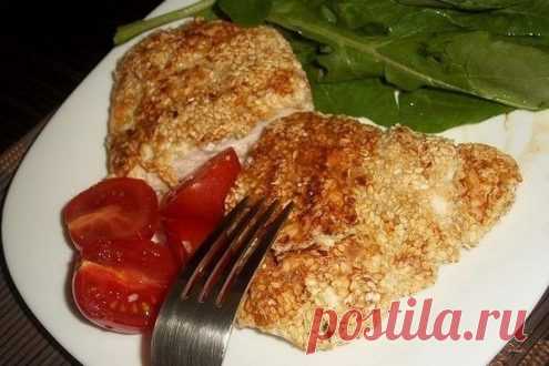 Куриная грудка в кунжутной панировке — рецепт