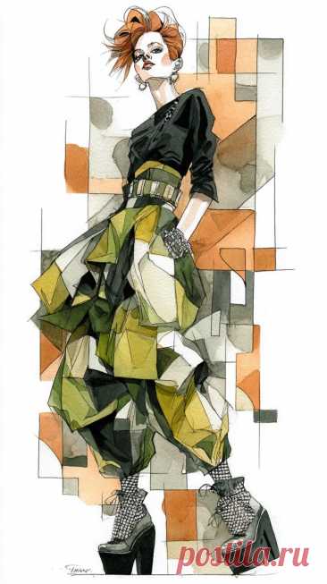 Модный бунт: смелый образ в стиле авангард. Нейросеть Midjourney - Midjourney примеры промтов - Форум ИИ о нейросетях - Yes Ai