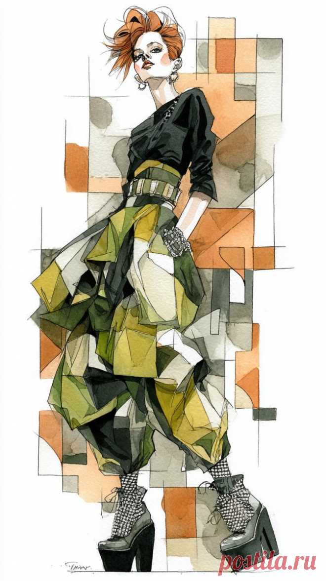 Модный бунт: смелый образ в стиле авангард. Нейросеть Midjourney - Midjourney примеры промтов - Форум ИИ о нейросетях - Yes Ai