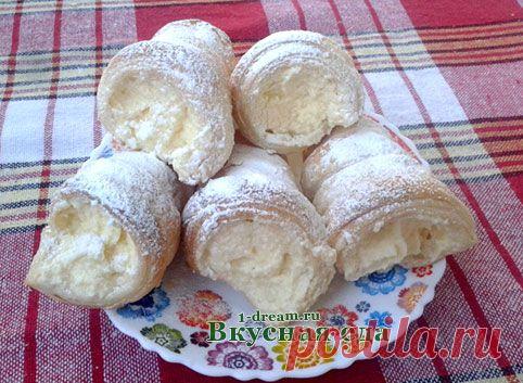 Трубочки из слоеного теста - слоеные трубочки с кремом - Вкусная еда