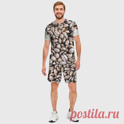 Мужской костюм с шортами 3D Кофе зёрна - купить по цене 2680 руб в интернет-магазине Всемайки, арт 3650113