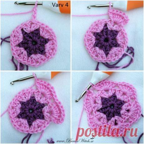 DIY – Virkade afrikanska blommor (hexagoner) | BautaWitch