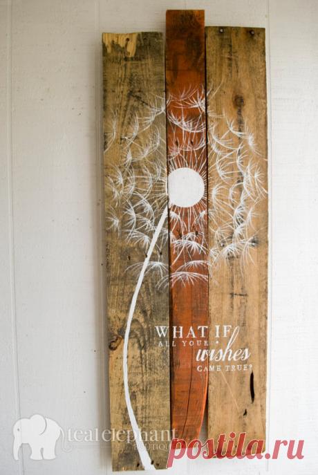 Pallet Art Dandelion Welcome Home Wall от TealElephantBoutique