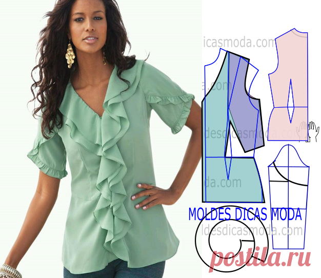 MOLDE BLUSA COM BABADO -79 | Moldes Dicas Moda A publicação de hoje tem o propósito de clarificar a transformação do molde blusa com babado que vai com certeza fazer as delícias de muitos seguidores. Esta blusa é uma espécie de clássico resiste ao tempo. Para fazer este modelo imprima o molde base de blusa e faça a gradação…