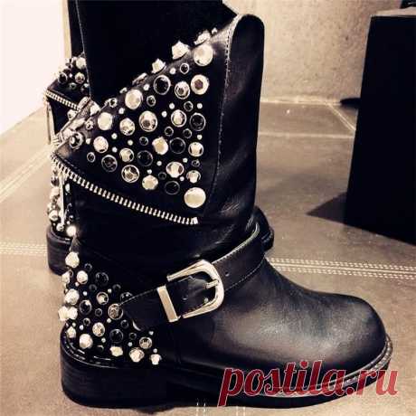 boot motorcycle Picture - More Detailed Picture about 2016 new genuine leather fashion boots women zipper rivets square heels autumn winter ankle boots sexy martin shoes woman Picture in Women's Boots from high quality women shoes | Aliexpress.com | Alibaba Group