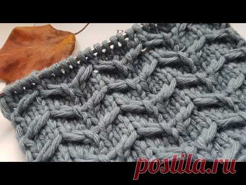 Вяжем паркетный узор спицами 🍂 knitting pattern. - YouTube