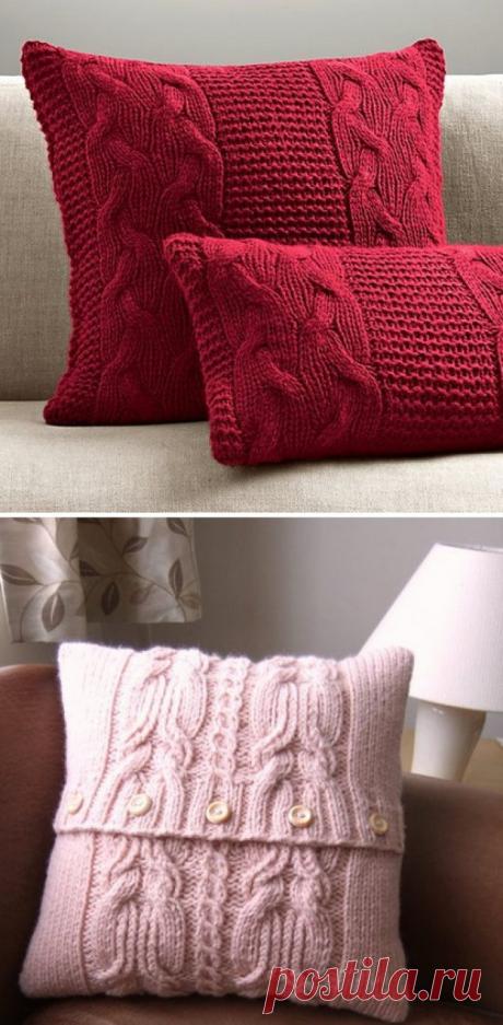 Уютные идеи для подушек из старых свитеров