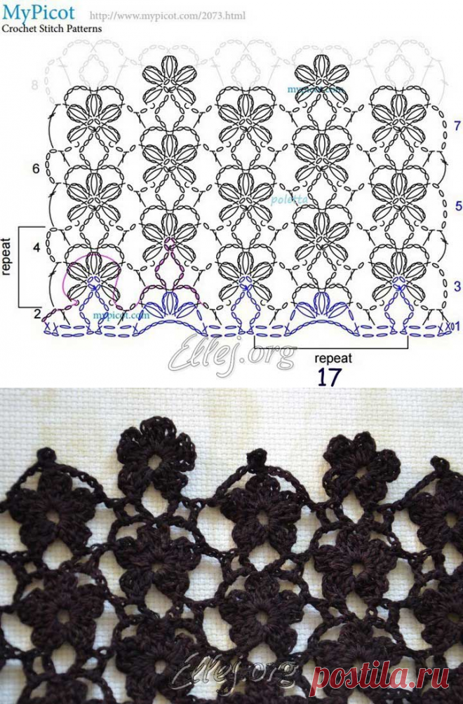 Цветочный узор | Crochet by Ellej | Вязание крючком от Елены Кожухарь