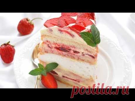 НЕРЕАЛЬНО ВКУСНЫЙ и НЕЖНЫЙ! Просто ТАЕТ ВО РТУ! Шикарный ТОРТ "КЛУБНИКА СО СЛИВКАМИ". Готовим дома