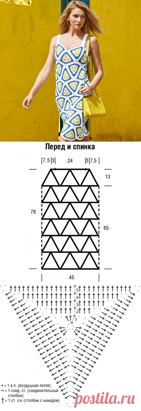 Платье из треугольников - схема вязания крючком. Вяжем Платья на Verena.ru