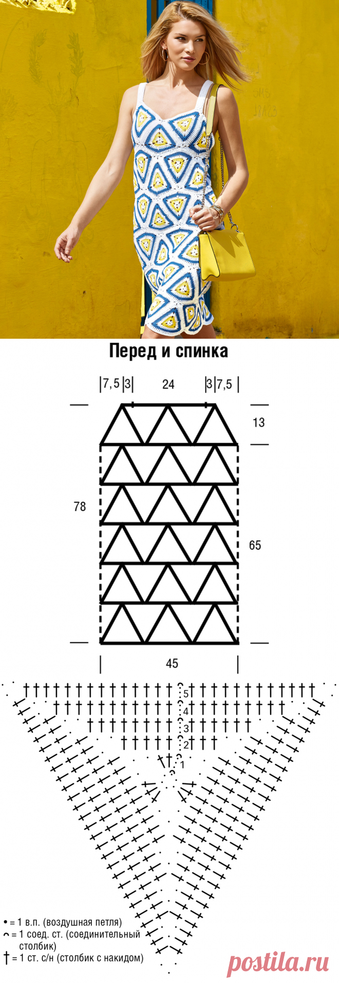 Платье из треугольников - схема вязания крючком. Вяжем Платья на Verena.ru