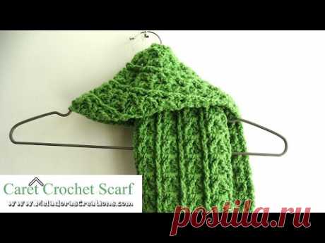 Caret Scarf Crochet Tutorial 🍂🧣 - RIGHT handed Crochet tutorial #crochetscarf #easycrochetscarf