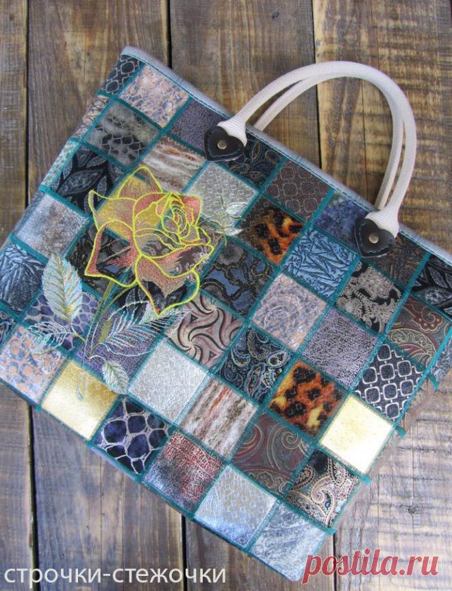 строчки-стежочки : "Последней розы увядание" кожаная сумка.