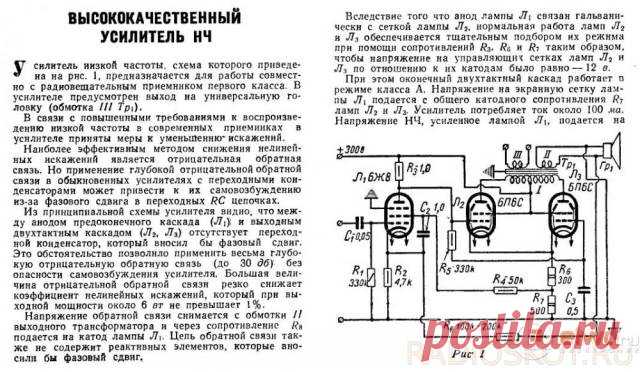 ДВУХТАКТНЫЙ ЛАМПОВЫЙ УСИЛИТЕЛЬ