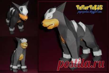 HOUNDOUR (w/ video) 228 / HOUNDOUR  - Pokémon Papercraft Name:  Houndour Type:  Dark / Fire Species:  Dark Pokémon Height:  0.6 m (2′00″) Weight:  10.8 kg (23.8...