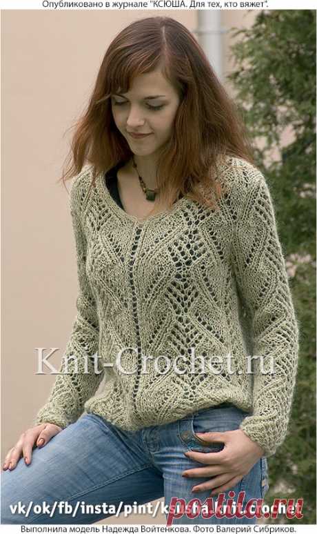 Пуловер ажурный спицами. - Пуловеры женские спицами - Вязание спицами - Каталог статей - Вязание спицами и крючком