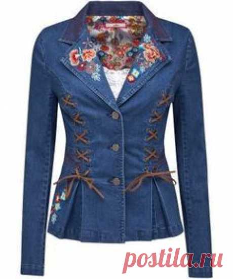 Here's a denim jacket that's totally unique. With suedette lace up detail, bright embroidery and fabulous floral lining, it's packed full of personality. Approx Length: 62cm Our model is: 5'7"  Cami  sold separately