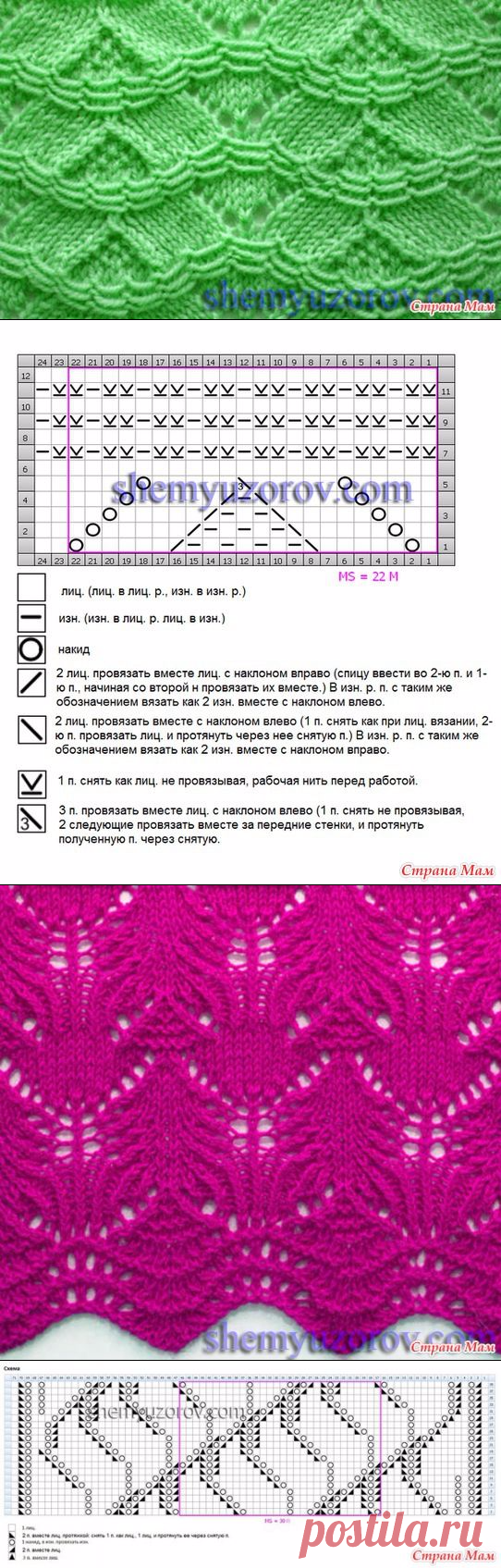 Красивые узоры спицами.